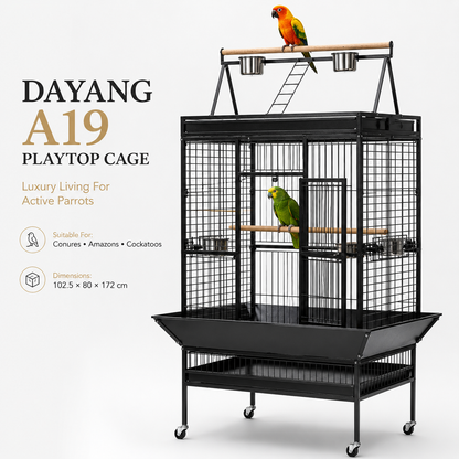 DAYANG A19 PREMIUM PLAYTOP PARROT CAGE FOR CONURES, AMAZONS & COCKATOOS – 102.5 × 80 × 172 CM