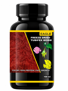 EAGLE FREEZE DRIED TUBIFEX WORM FISH FOOD – HIGH PROTEIN NATURAL TREAT FOR TROPICAL FISH, DISCUS, ANGELFISH, BETTA, GOLDFISH & TURTLES | 100 ML