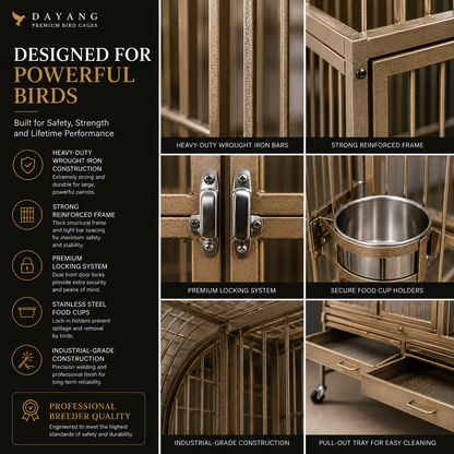 DAYANG A52 GRAND LUXURY AVIARY FOR MACAWS, COCKATOOS & AMAZON PARROTS – 161.5 × 81.5 × 182.5 CM