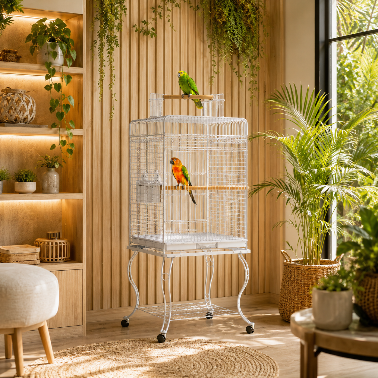 DAYANG A80 PREMIUM PLAYTOP PARROT CAGE FOR CONURES, AMAZONS & COCKATOOS – 53.5 × 53.5 × 133.5 CM