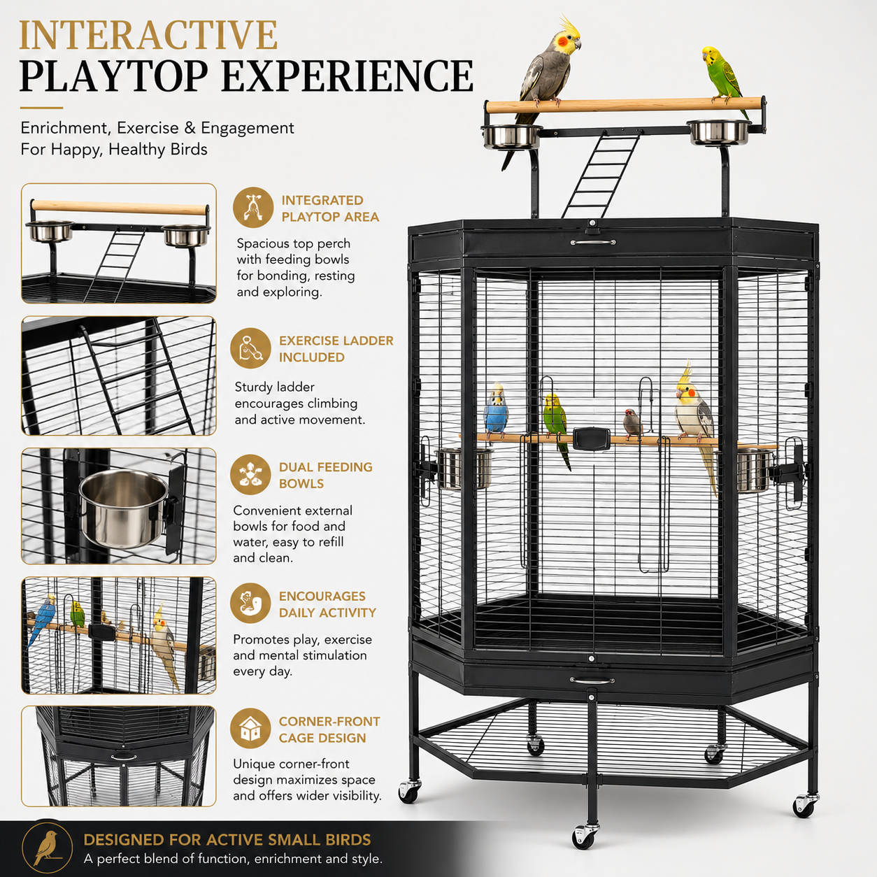 DAYANG A46 PREMIUM PLAYTOP FLIGHT CAGE FOR FINCHES, BUDGIES & COCKATIELS – 94 × 70 × 165 CM