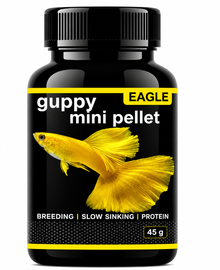 EAGLE GUPPY MINI PELLET – PREMIUM SLOW SINKING FISH FOOD FOR GUPPIES, ENDLERS & LIVEBEARERS | BREEDING SUPPORT, HIGH PROTEIN NUTRITION & HEALTHY GROWTH | 45g
