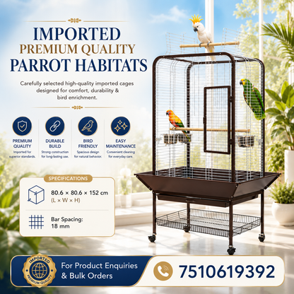 DAYANG A16 LUXURY COMPANION BIRD RESIDENCE WITH ACTIVITY TOP & MOBILE STAND – 80.6 × 80.6 × 152 CM