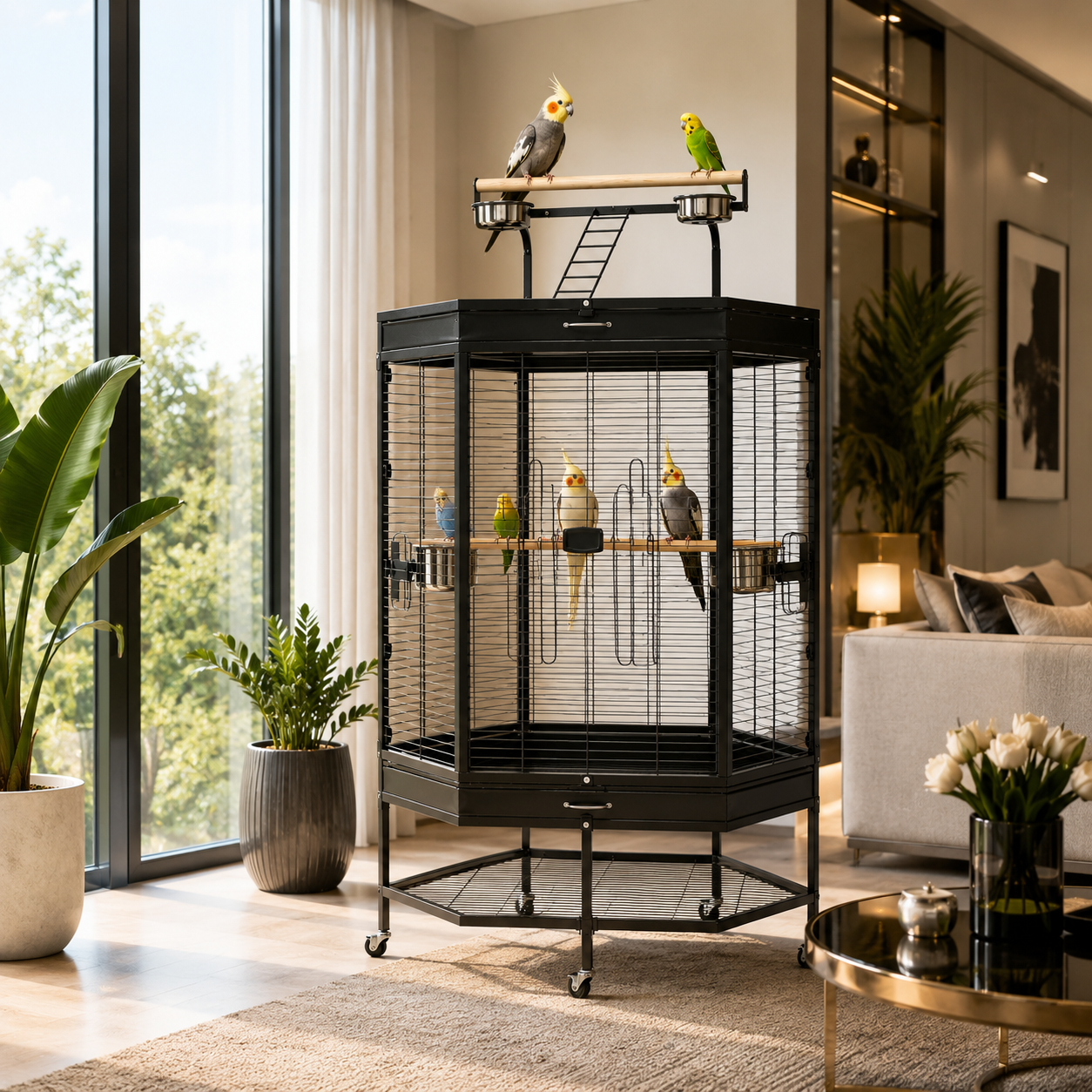 DAYANG A46 PREMIUM PLAYTOP FLIGHT CAGE FOR FINCHES, BUDGIES & COCKATIELS – 94 × 70 × 165 CM