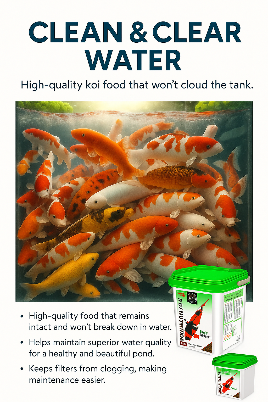 Jumbo protein rich Koi carp fish food bucket 2kg
