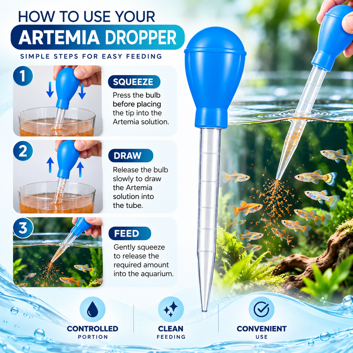 30ml Artemia Dropper – Disposable Transfer Pipette for Artemia & Aquarium Feeding
