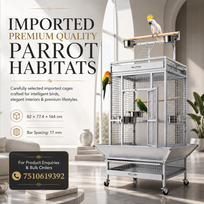DAYANG A11 LUXURY PARROT RESIDENCE WITH ELEVATED PLAYTOP & FEEDING STATION – 82 × 77.4 × 164 CM