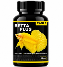 EAGLE BETTA PLUS – PREMIUM HIGH PROTEIN BETTA FISH FOOD FOR BETTA SPLENDENS | BREEDING SUPPORT, FIN DEVELOPMENT, COLOR ENHANCEMENT & HEALTHY GROWTH | 50g