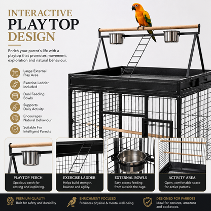 DAYANG A19 PREMIUM PLAYTOP PARROT CAGE FOR CONURES, AMAZONS & COCKATOOS – 102.5 × 80 × 172 CM