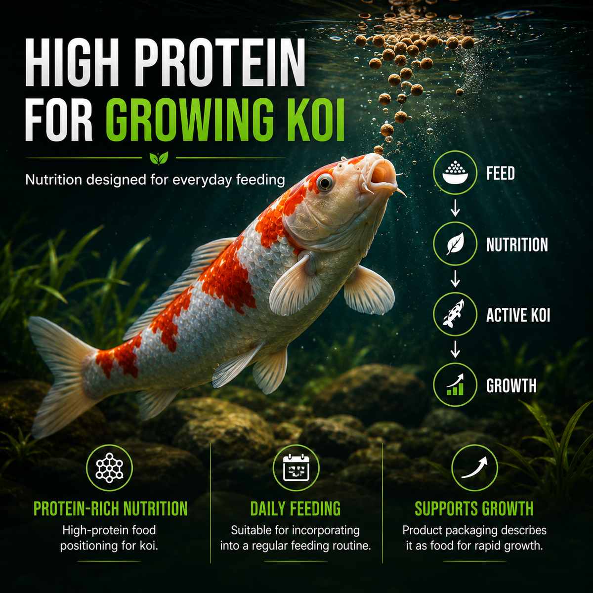 Horizon Jumbo Koi High Protein Bucket Food 2kg - Daily nutrition