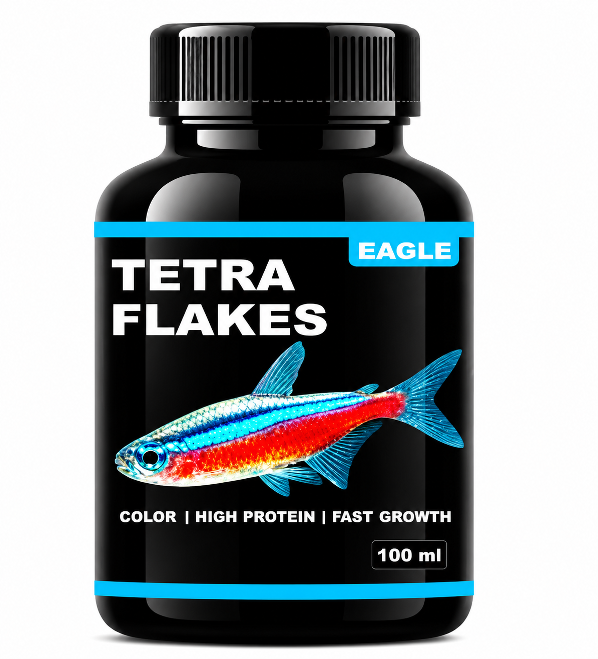 EAGLE TETRA FLAKES – PREMIUM COLOR ENHANCING FLAKE FOOD FOR TETRAS & TROPICAL FISH | HIGH PROTEIN DAILY NUTRITION | SUPPORTS FAST GROWTH & HEALTHY DEVELOPMENT | 100 ML