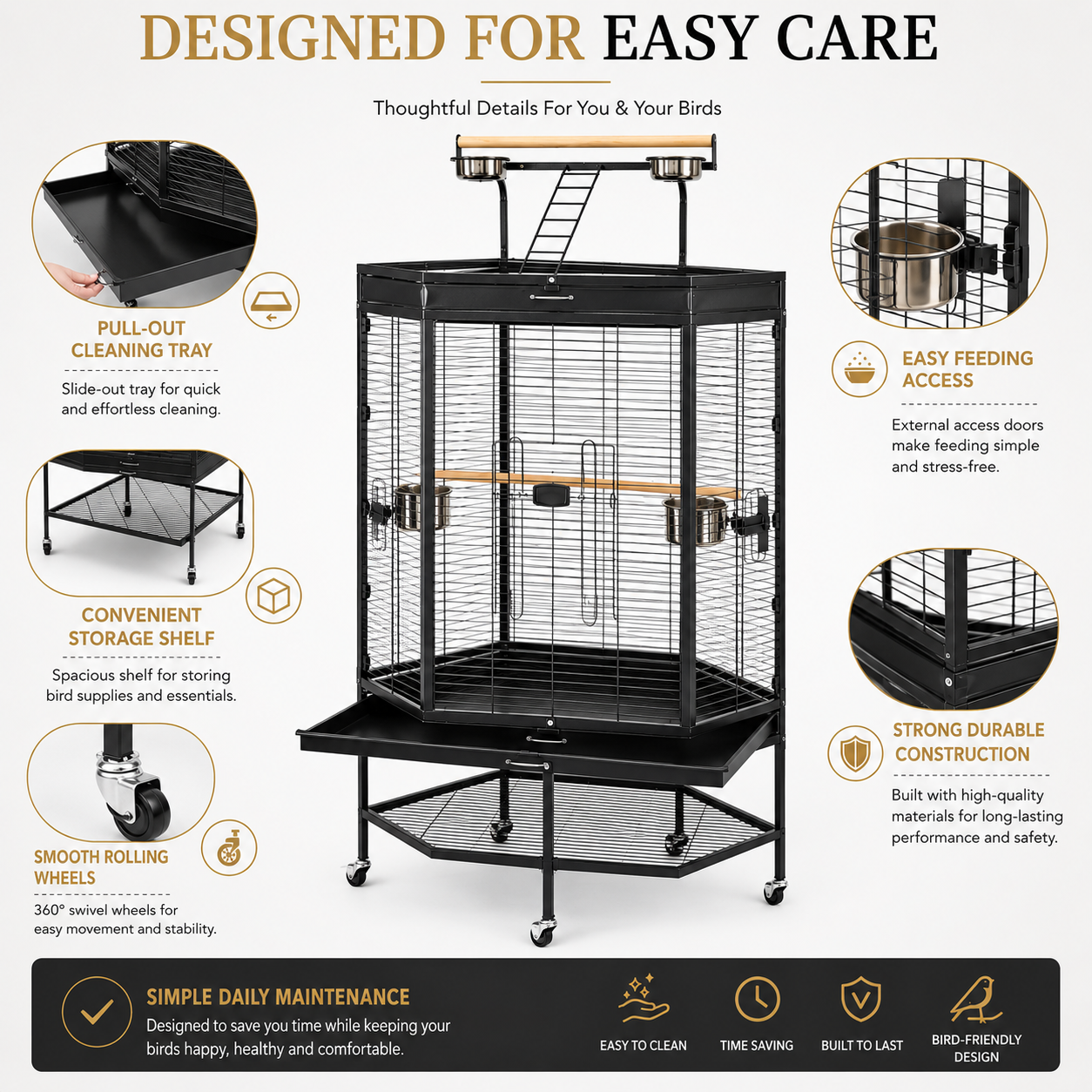 DAYANG A46 PREMIUM PLAYTOP FLIGHT CAGE FOR FINCHES, BUDGIES & COCKATIELS – 94 × 70 × 165 CM