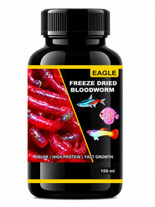 EAGLE FREEZE DRIED BLOODWORM FISH FOOD – HIGH PROTEIN NATURAL TREAT FOR BETTA, DISCUS, GUPPY, TETRA, ANGELFISH & TROPICAL AQUARIUM FISH | 100 ML