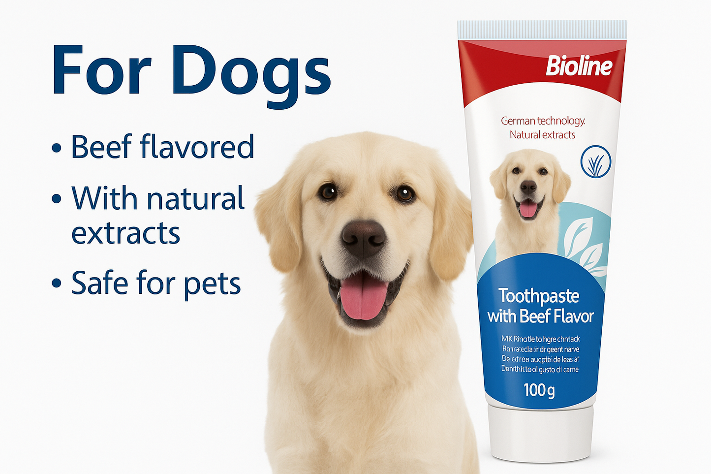 Bioline Dental Oral Care Kit,toothpaste with beef flavour -100g - pet grooming