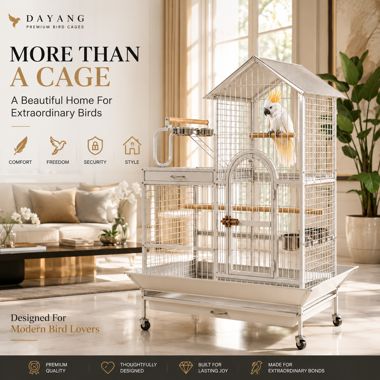 DAYANG A17 GRAND PARROT RESIDENCE WITH DECORATIVE ROOF DESIGN – 114 × 91 × 160 CM