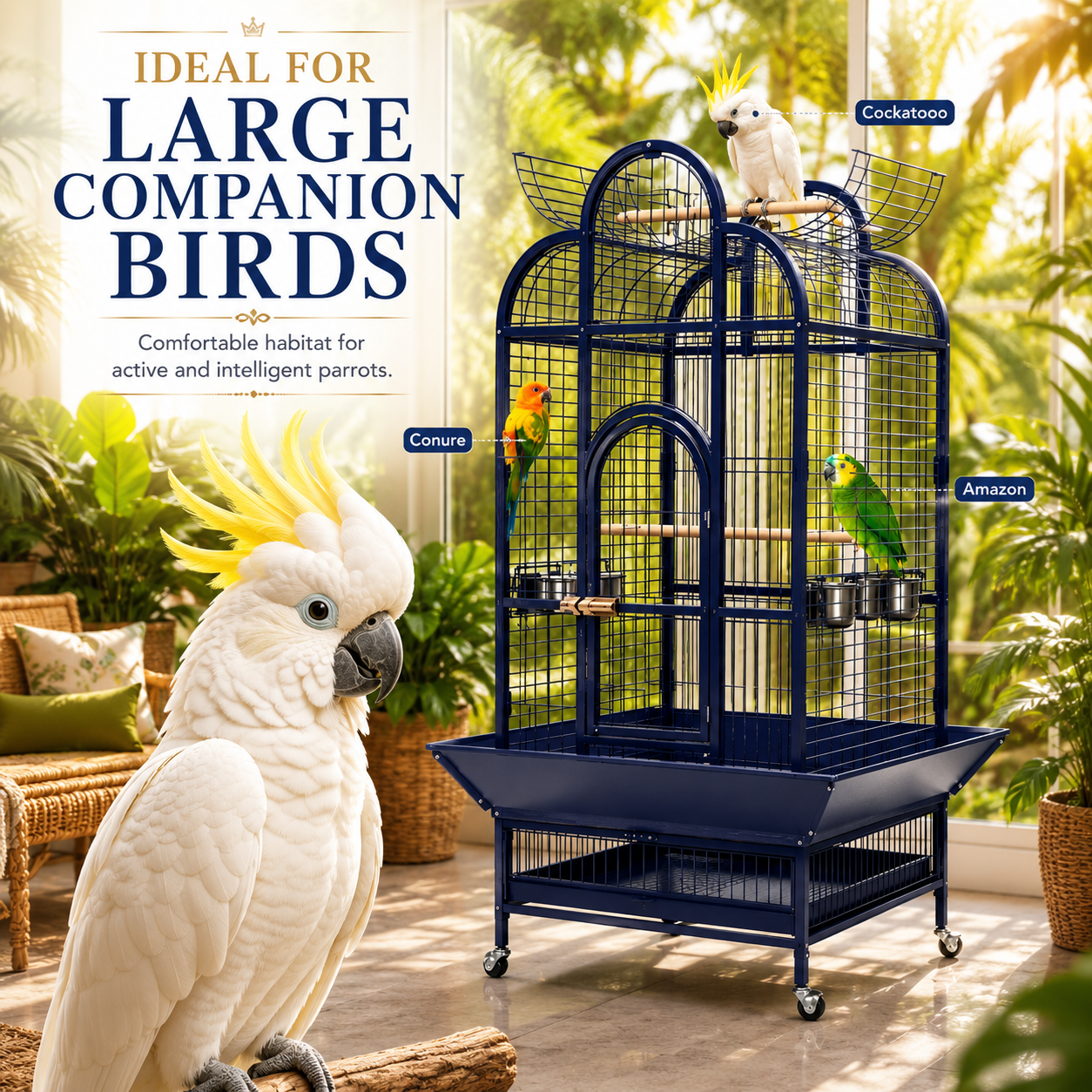 DAYANG A22 LUXURY PARROT RESIDENCE WITH PLAYTOP ACTIVITY CENTER – 79.5 × 79.5 × 164 CM