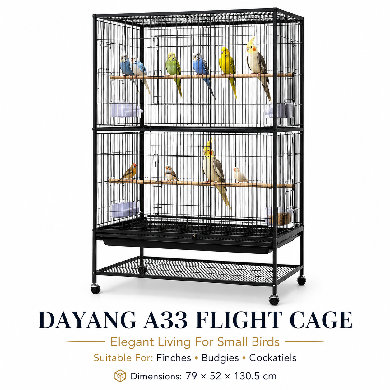 DAYANG A33 PREMIUM FLIGHT CAGE FOR FINCHES, BUDGIES & COCKATIELS – 79 × 52 × 130.5 CM