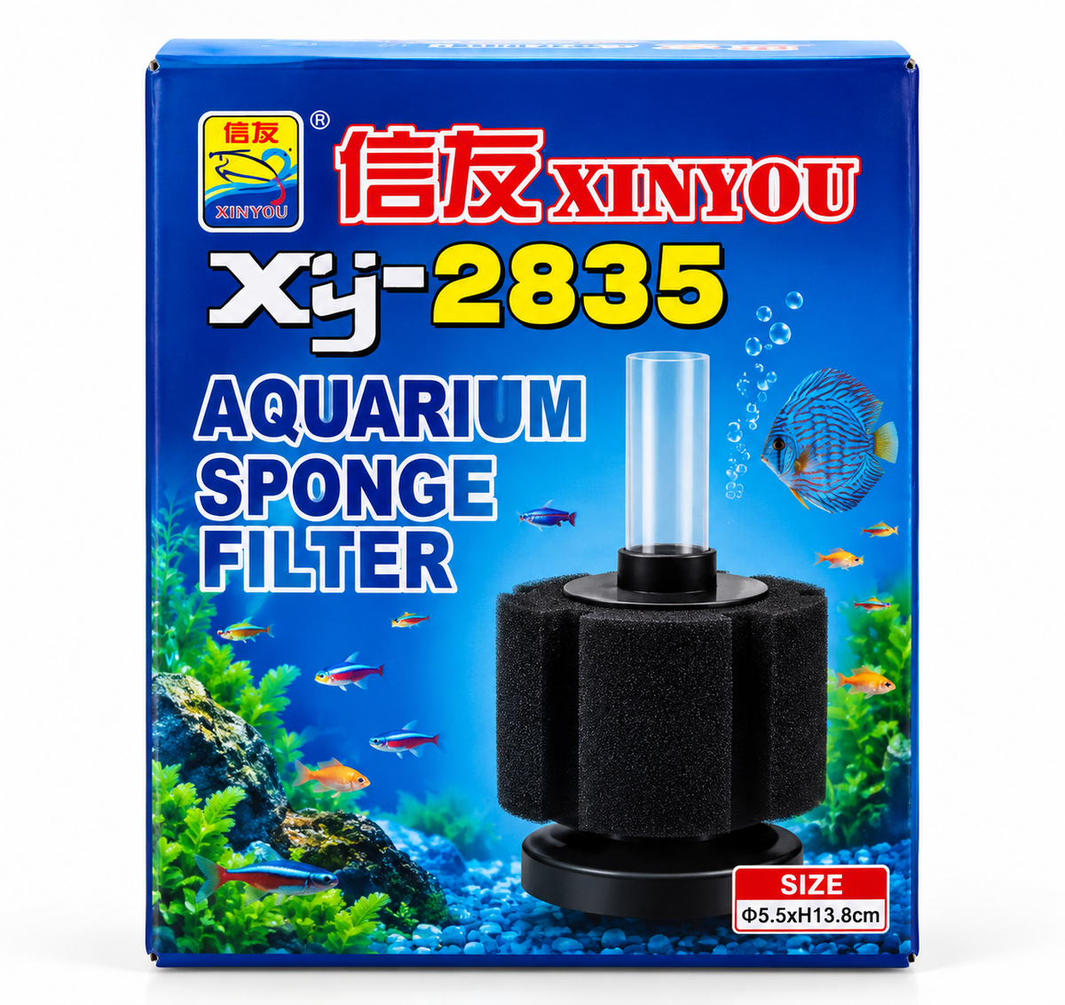 Xinyou XJ-2835 Aquarium Sponge Filter – Ø5.5 × H13.8 cm