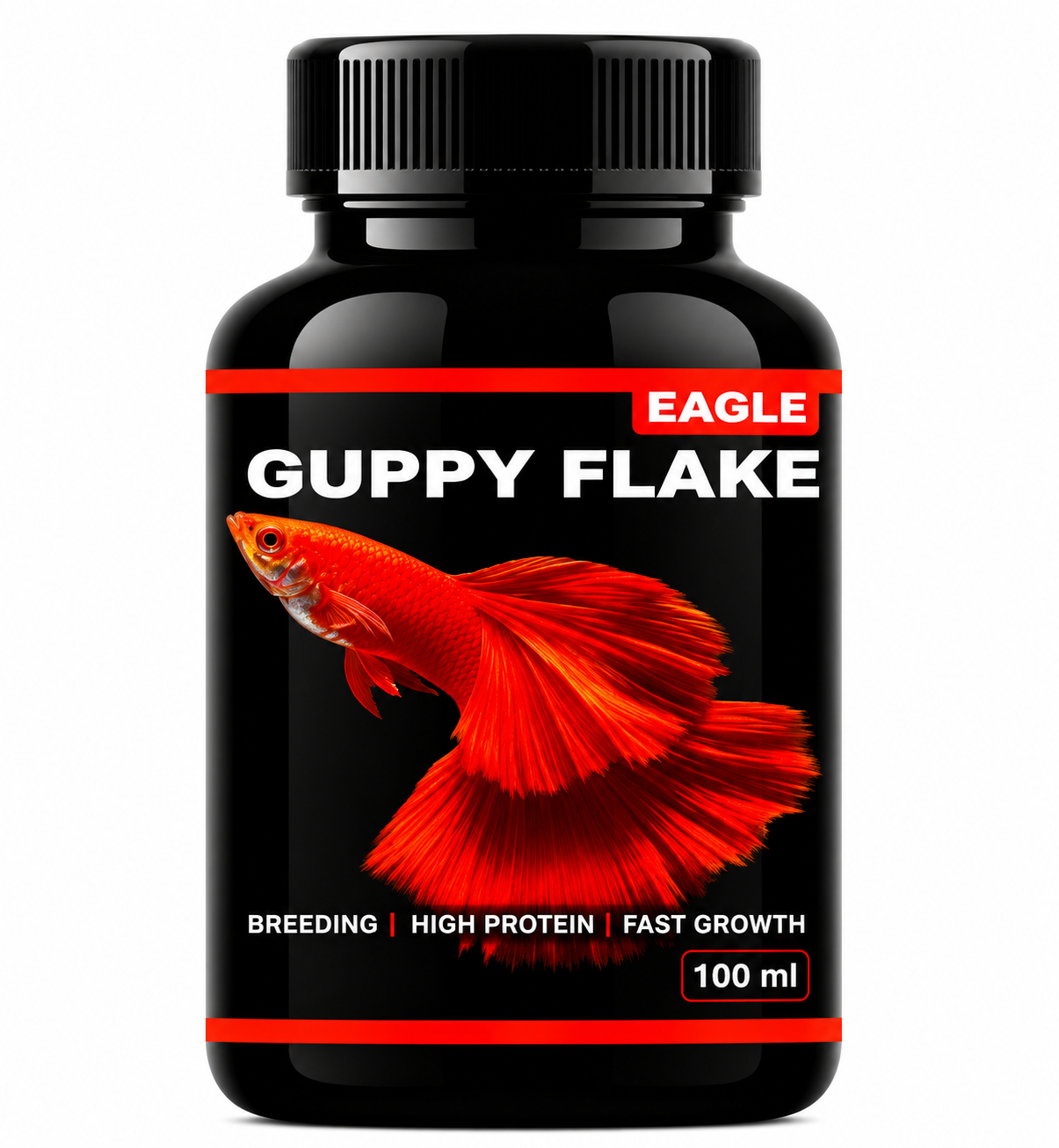 EAGLE GUPPY FLAKE FISH FOOD – HIGH PROTEIN PREMIUM FLAKE FOOD FOR GUPPIES, ENDLERS, MOLLIES & LIVEBEARER FISH | BREEDING SUPPORT, COLOR ENHANCEMENT & HEALTHY GROWTH | 100ml