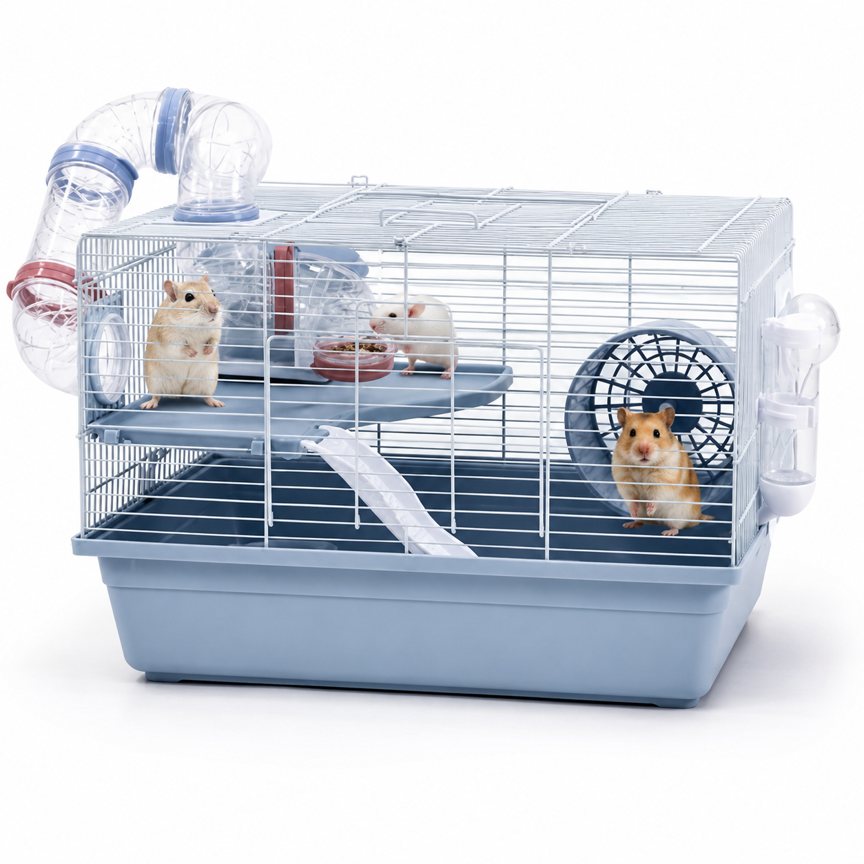 Dear pet DayangHamster Cage with Tunnel System, Exercise Wheel, Ramp & Platform 48x32x30.6 cm