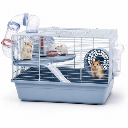 Dear pet DayangHamster Cage with Tunnel System, Exercise Wheel, Ramp & Platform 48x32x30.6 cm