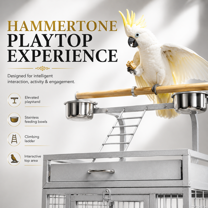 DAYANG A11 LUXURY PARROT RESIDENCE WITH ELEVATED PLAYTOP & FEEDING STATION – 82 × 77.4 × 164 CM