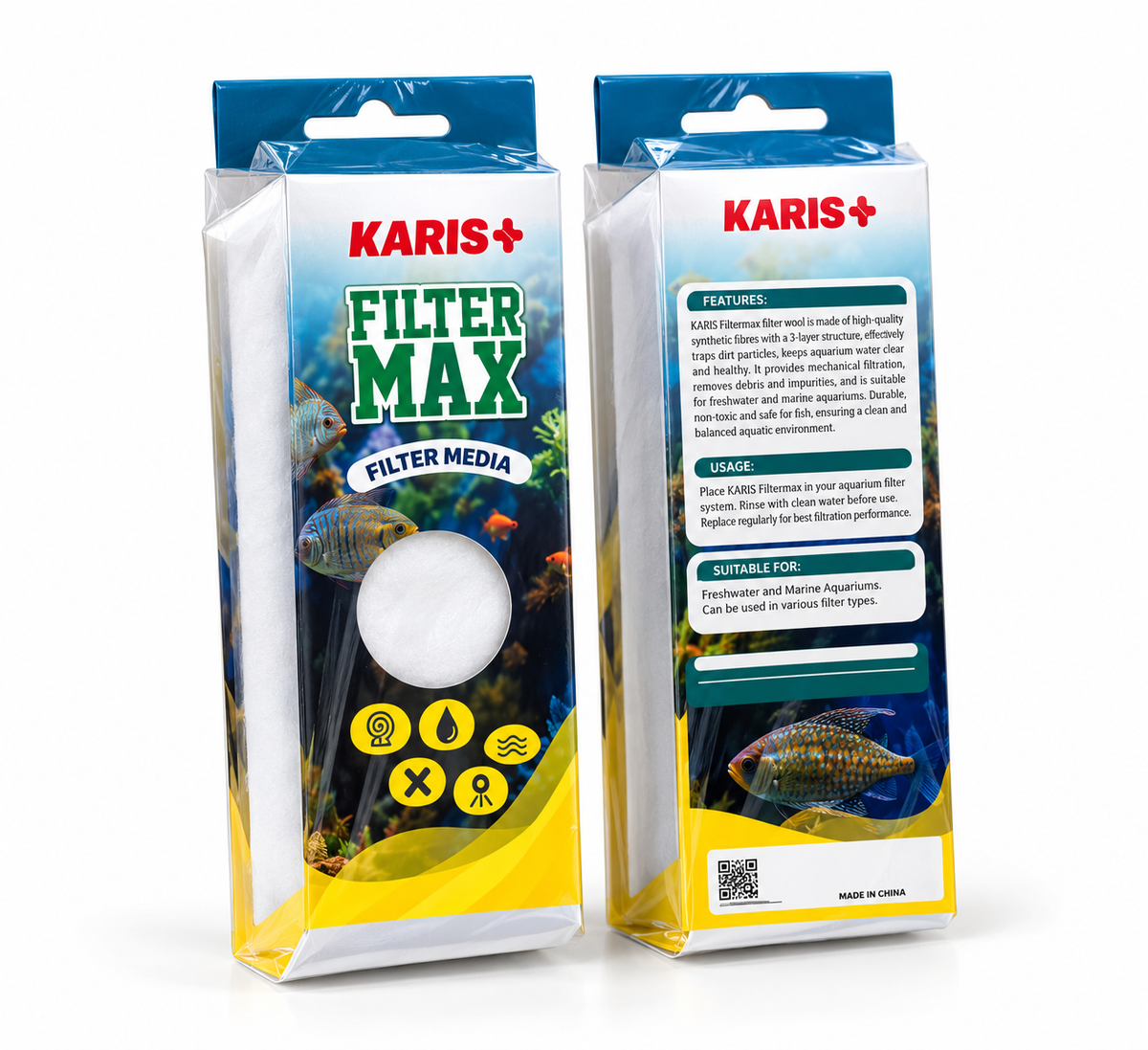 KARIS Filtermax Filter Media – 3-Layer Filter Wool for Freshwater & Marine Aquariums