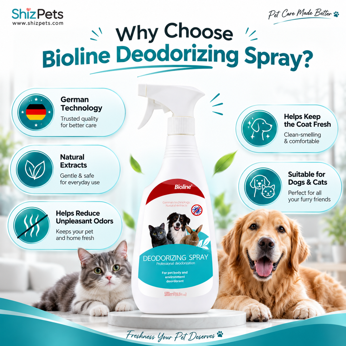 Bioline - Deodorising spray - 500ml - pet grooming