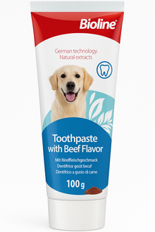 Bioline Dental Oral Care Kit,toothpaste with beef flavour -100g - pet grooming