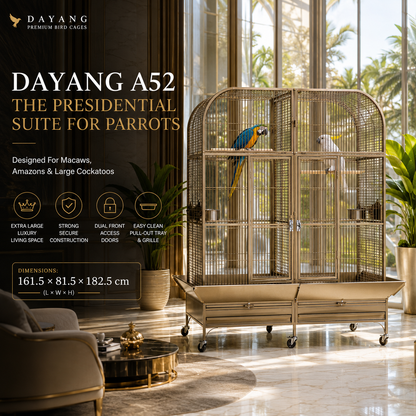 DAYANG A52 GRAND LUXURY AVIARY FOR MACAWS, COCKATOOS & AMAZON PARROTS – 161.5 × 81.5 × 182.5 CM