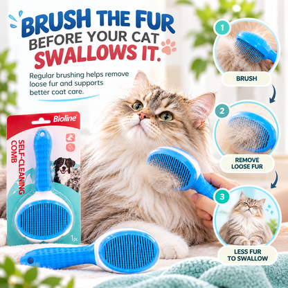 Hairball Rescue Combo for Cats – Hairball Solution Gel, Deshedding Shampoo & Self-Cleaning Grooming Comb